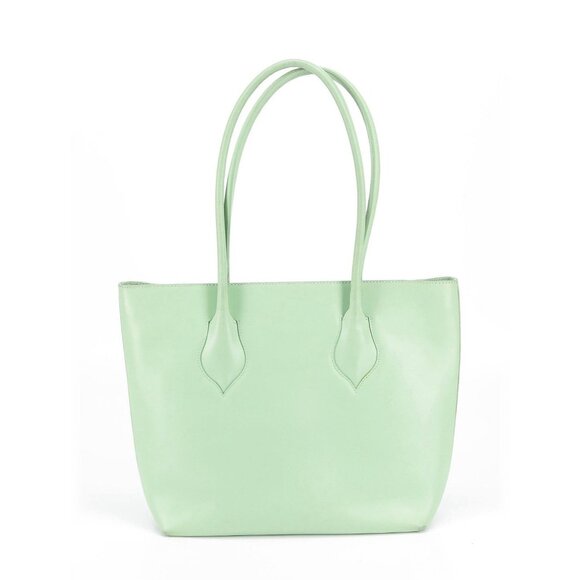 Furla Green Candy Saffiano Leather Medium Tote Shoulder Bag Light Green - Picture 3 of 3